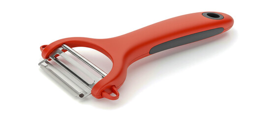 Obraz premium Red ergonomic vegetable peeler kitchen tool