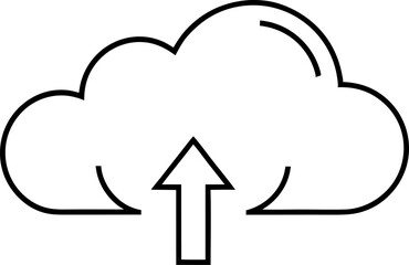 Cloud With Upload Arrow Line Art Vector Illustration