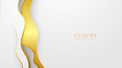 Abstract Luxury white and golden background with shining golden lines. Gold Curve on White