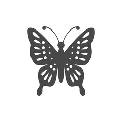 Elegant Butterfly Silhouette: A sophisticated silhouette of a butterfly, detailed wings, and delicate antennae.  The minimalist design is perfect for various applications.