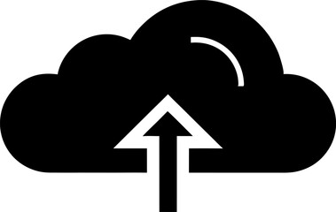 Cloud With Upload Arrow Silhouette Vector Illustration