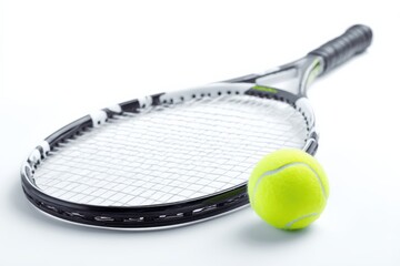 Tennis racket and ball on white background. Ready to play!