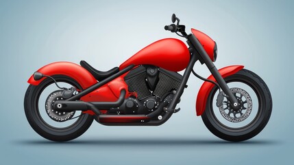 Striking red motorcycle on blue minimalist design vibrant contrast wall art posters and more