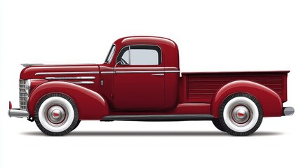 Vintage red truck on white captivating image of classic automotive americana