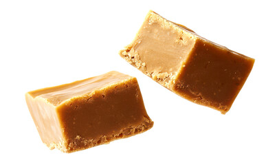 Realistic Homemade Low Sugar Peanut Fudge Treats Isolate on Transparent Background, cutout, png