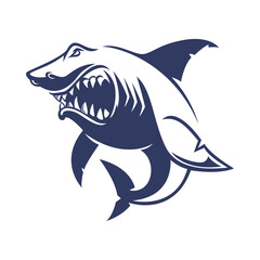 angry shark cartoon mascot silhouette