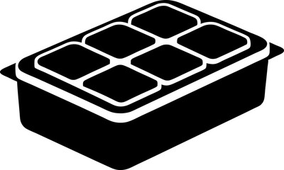 Ice Cube Tray Silhouette Vector Illustration 