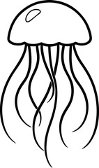 Jellyfish Floating Line Art Vector Illustration