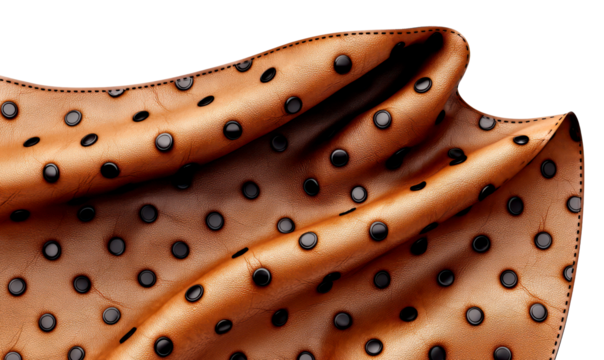 Textured Brown Fabric with Black Dots on Soft Surface Design Isolate on Transparent Background, cutout, png