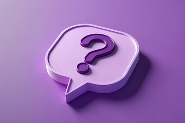 This 3D vector illustration displays a vibrant pink question mark symbol and sign, a concept design often used as a web button for FAQ and help