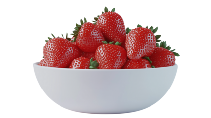 A bowl of fresh strawberries, a bowl full of strawberries, a plate of sweet strawberries, a bowl of delicious fresh strawberries, a plate full of strawberries, on a transparent backgrounds