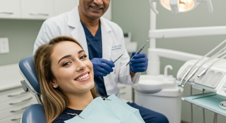 Fototapeta premium Happy patient during dental checkup