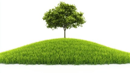 Serene landscape majestic tree stands tall on verdant hill embracing the tranquil beauty of nature