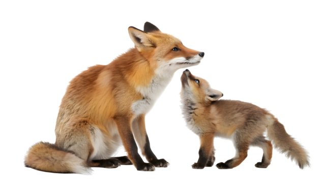 Red jackal with a baby jackal 