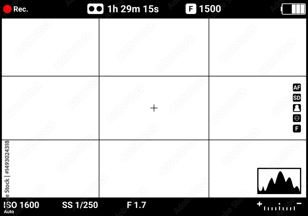 Wall mural camera viewfinder. camera display. photo frame vector design. camera screen mockup design.