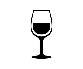 Minimalist wine glass icon silhouette. Wine glass icon isolated illustration on transparent background. 
