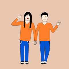 a couple holding hands while smiling