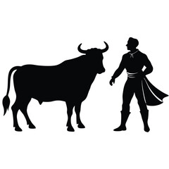 Silhouette of a Matador and Bull Spanish Tradition