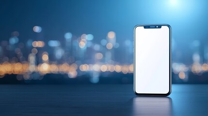 Blank smartphone screen mockup on table perfect for app design and website presentation