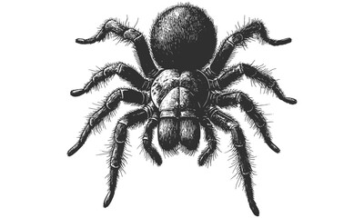 Hand-drawn Tarantula Engraving, Vintage Monochrome Arachnid Sketch, Rustic Creepy Crawler Illustration, Retro Insect Art, Wildlife Etching Print, Nature Wall Art, Old Engraving Style