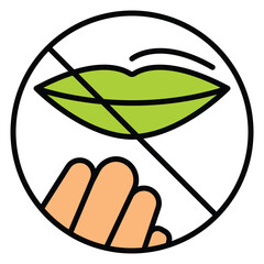 Prohibited Lip Contact Hygiene Warning Vector Icon