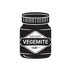National Vegemite Day Silhouette Vector Illustration, Solid White Background.