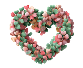 Eucalyptus heart wreath perfect for love concept for a wedding invitation or Valentine's Day card design on a transparent background