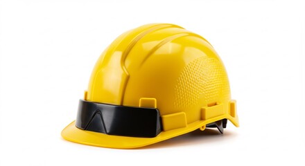 Fototapeta premium Brightly lit yellow hard hat safety equipment. AI Generated