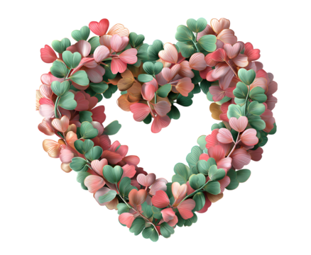 Eucalyptus heart wreath perfect for love concept for a wedding invitation or Valentine's Day card design on a transparent background - Powered by Adobe