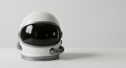 Fototapeta premium Miniature astronaut helmet sits quietly reflecting soft light. AI Generated
