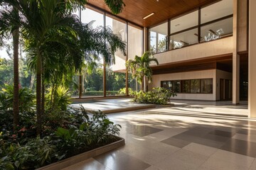 Lush indoor courtyard