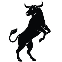 Powerful Silhouette of a Rearing Bull Vector Illustration