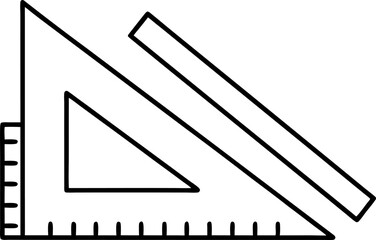 Ruler And Triangle Set Line Art Vector Illustration