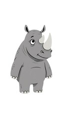 Obraz premium Friendly rhino cartoon stands smiling cutely