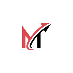 Creative M Initial Logo with Dynamic Arrow, Vector Identity for Fast-Growing Companies.