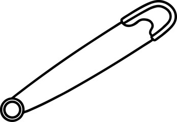 Safety Pin Open Line Art Vector Illustration