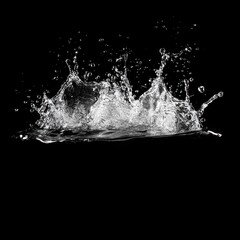 Water splash in high speed photography on black background studio shot abstract liquid motion clean refreshment