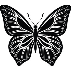 Elegant Black and White Butterfly Illustration