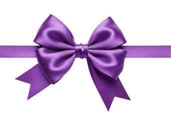 Purple Satin Ribbon Bow Elegant Gift Wrap Decoration Design Element isolated on transparent background