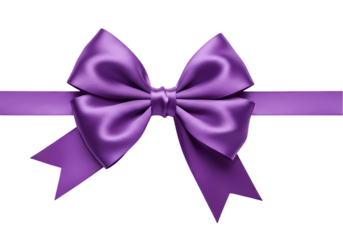 Purple Satin Ribbon Bow Elegant Gift Wrap Decoration Design Element isolated on transparent background