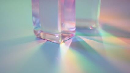 Iridescent glass cubes pastel rainbow light refraction