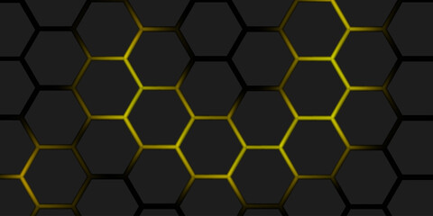 grey and orange hexagons modern background 3d illustration