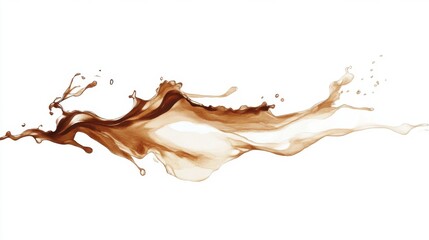 Obraz premium Coffee Splash Abstract Illustration on White Background Fluid Motion Graphic Design Element