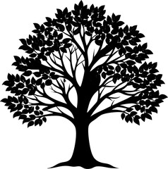 Obraz premium Ash tree black silhouette vector icon on white or transparent background