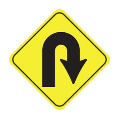 U Turn Right Road sign. U-Turn Right Traffic Road Sign, Vector Illustration.