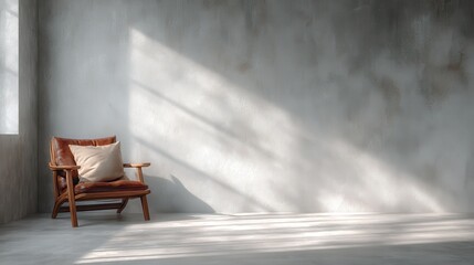 A stunning image of minimal home interior rustic design backdrop with sunlight, shadow and light play backdrop.