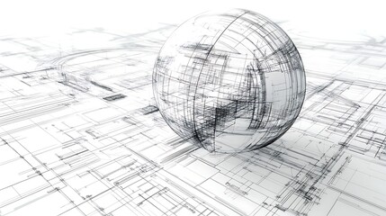 Architectural sphere design blueprint