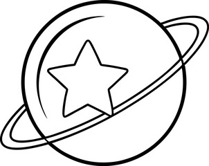 Star Inside Bubble Line Art Vector Illustration