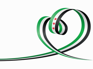 Syrian flag heart shaped ribbon. Vector illustration.