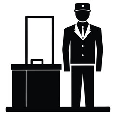 security guard element isolated hotel security check on white background